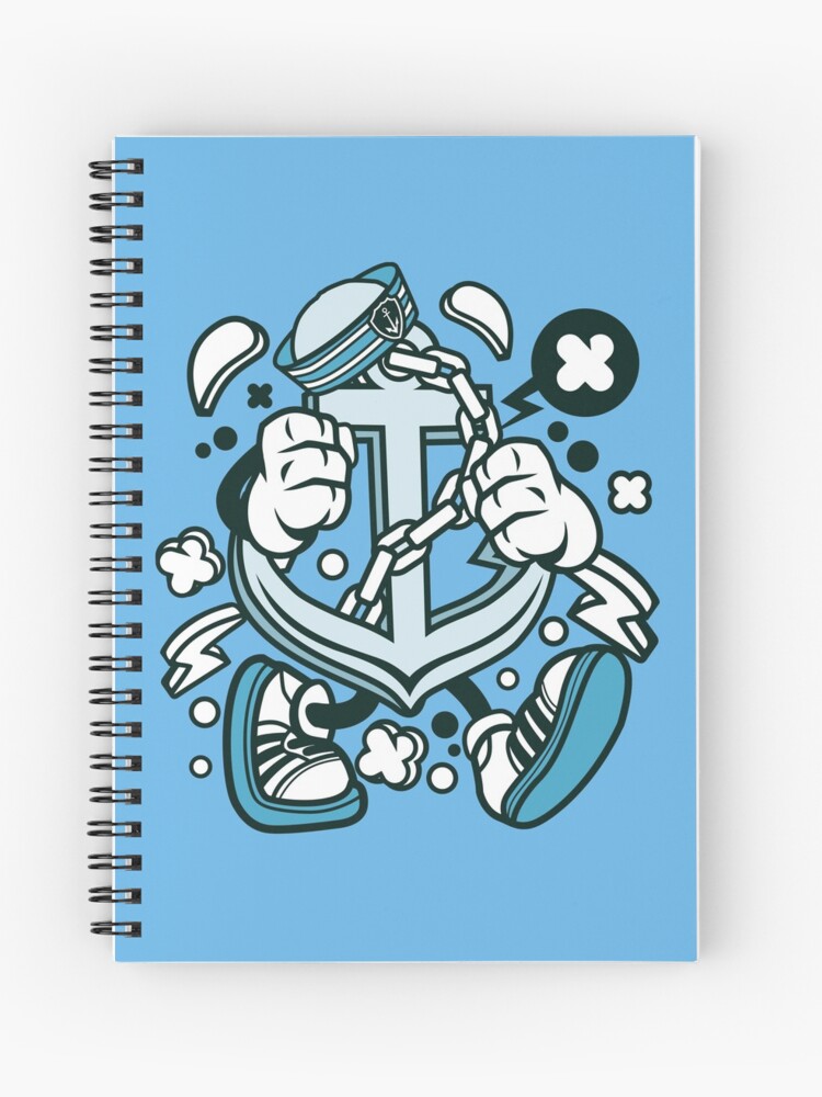 Cuaderno De Espiral Anclas Huyendo Mi Amigo Personaje De Dibujos Animados Jugando Ilustracion De Camiseta De Ancla De Nickelparis Redbubble
