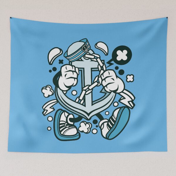 Item preview, Anchors running away my friend ! -  Cartoon Character Playing Anchor t-shirt illustration. designed and sold by Nickelparis.