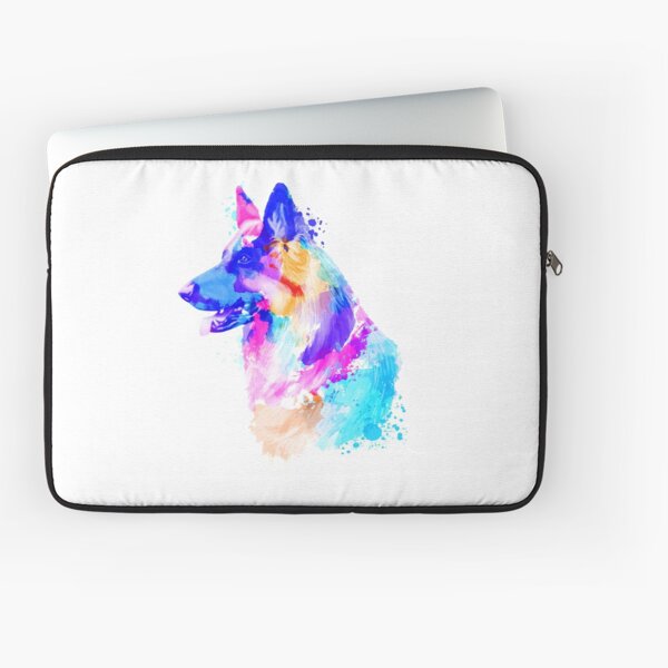 German Shepherd, German Shepherd Painting, German Shepherd Portrait, German Shepherd art, German Shepherd illustration Laptop Sleeve
