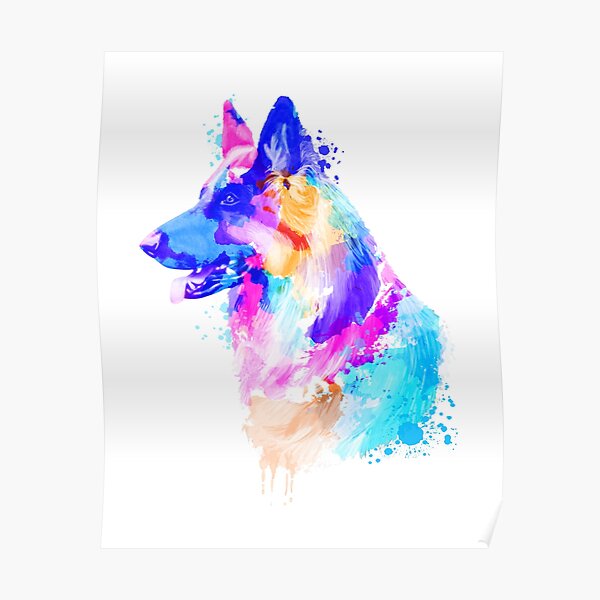 German Shepherd, German Shepherd Painting, German Shepherd Portrait, German Shepherd art, German Shepherd illustration Poster
