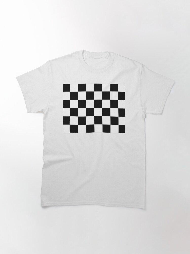 Alternate view of Checkered Flag. Chequered Flag. Motor Sport. Checkerboard. Pattern. WIN. WINNER. Racing Cars. Race. Finish line. BLACK. Classic T-Shirt