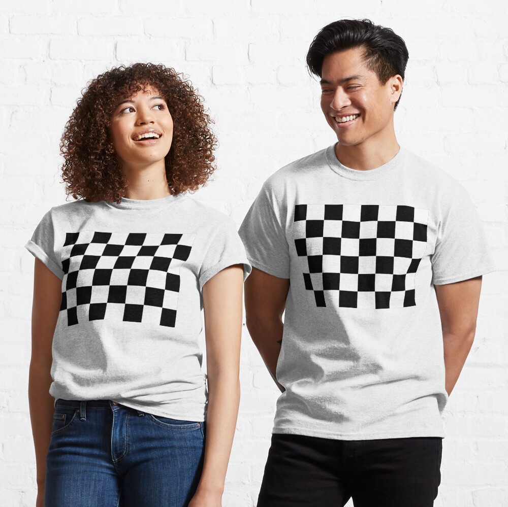 Checkered Flag. Chequered Flag. Motor Sport. Checkerboard. Pattern. WIN. WINNER. Racing Cars. Race. Finish line. BLACK. Classic T-Shirt
