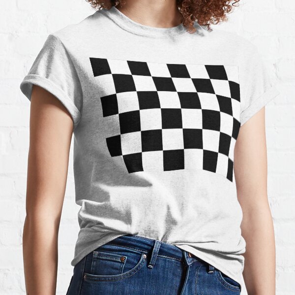 Checkered Flag. Chequered Flag. Motor Sport. Checkerboard. Pattern. WIN. WINNER. Racing Cars. Race. Finish line. BLACK. Classic T-Shirt