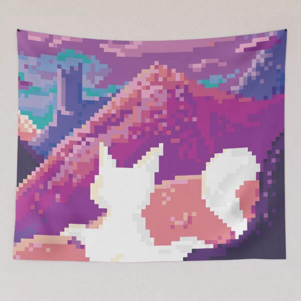Item preview, White Pixel Cat Landscape designed and sold by awiec.
