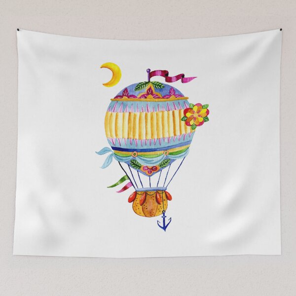 Item preview, Air balloon and a garland of flags watercolor. designed and sold by Olga Matskevich.