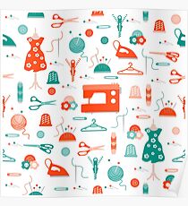 Sewing and needlework seamless pattern. Poster