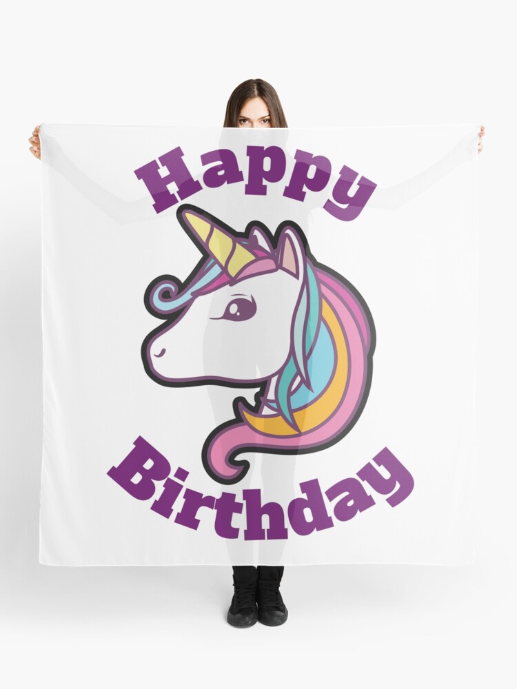 Happy Birthday Unicorn Design Scarf By Marosharaf Redbubble