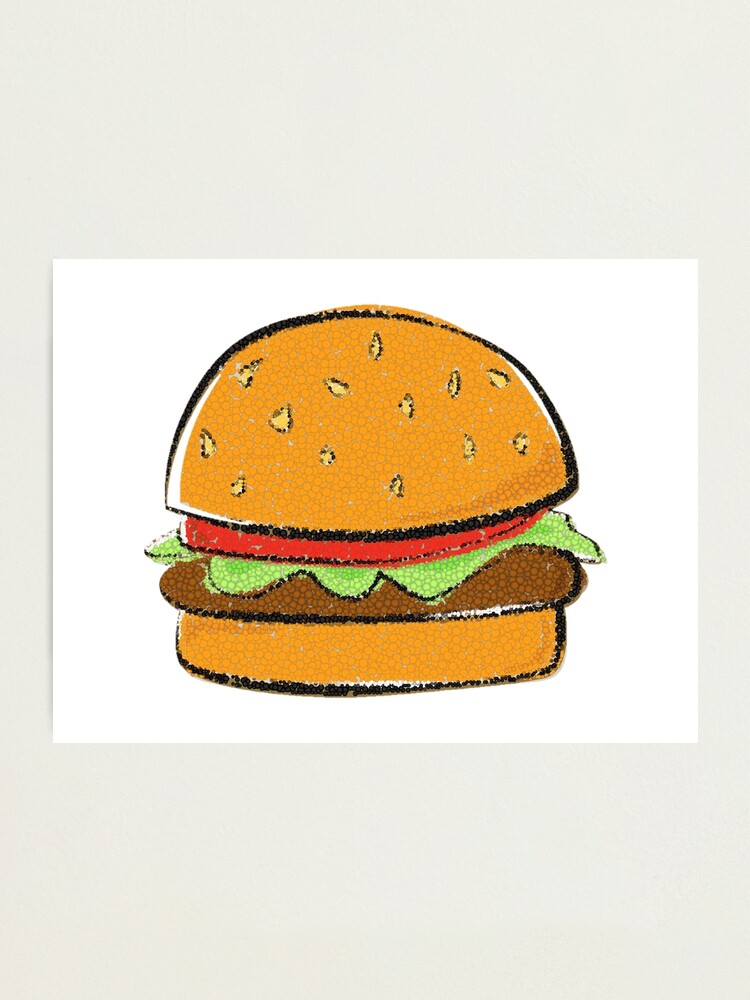 Lámina fotográfica «Dibujos animados hamburguesa hamburguesa con queso  Bubble Art Design» de oggi0 | Redbubble
