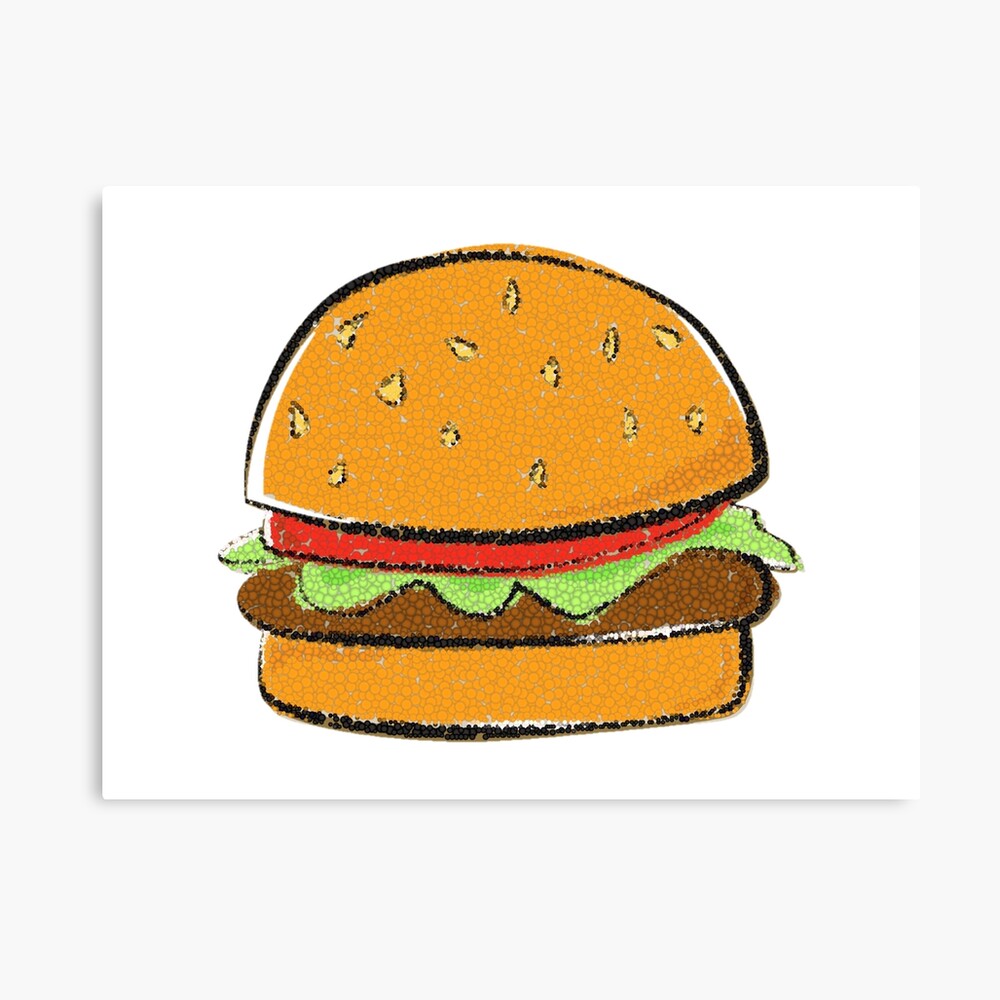 Lámina metálica «Dibujos animados hamburguesa hamburguesa con queso Bubble  Art Design» de oggi0 | Redbubble