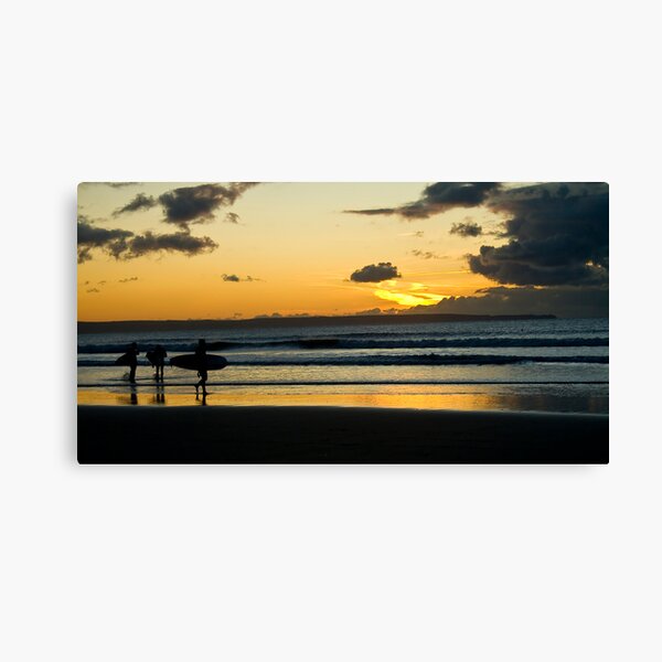 Surfing at Sunset, Croyde Bay Canvas Print