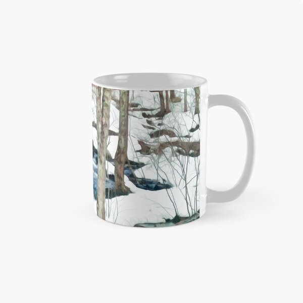 Item preview, Waterfall cascading down snowy slope. New England winter scene designed and sold by VisionQuestArts.