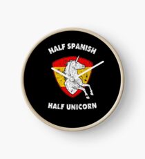 Half Spanish Half Unicorn Spain Gift for Women Girls Clock