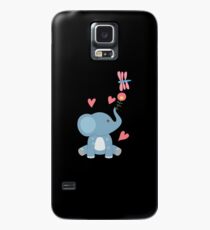 Baby Elephant With Flowers And Hearts Cute Cartoon Hülle & Klebefolie für Samsung Galaxy