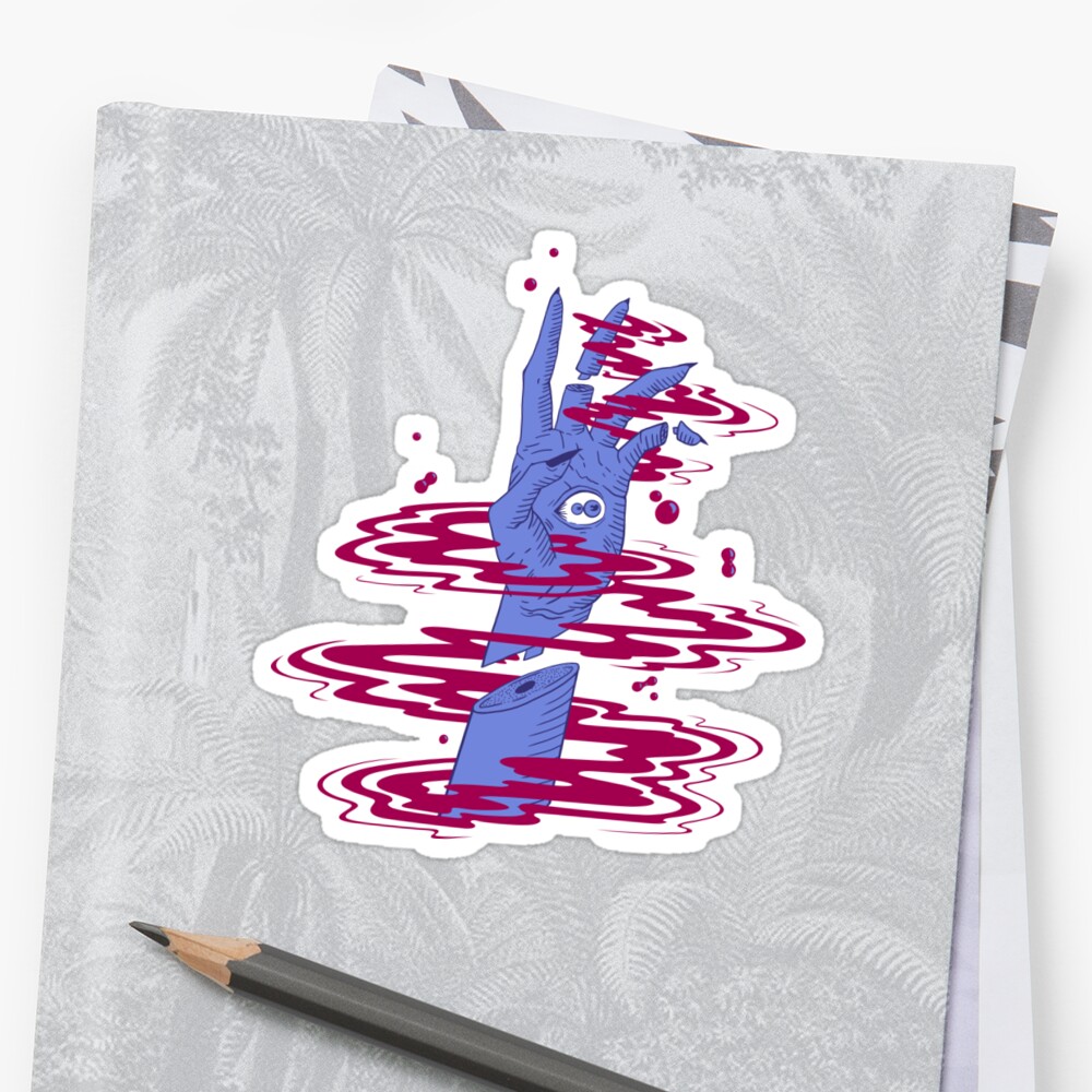  Haaand Dark  Blue  Sticker  by Yoru Redbubble