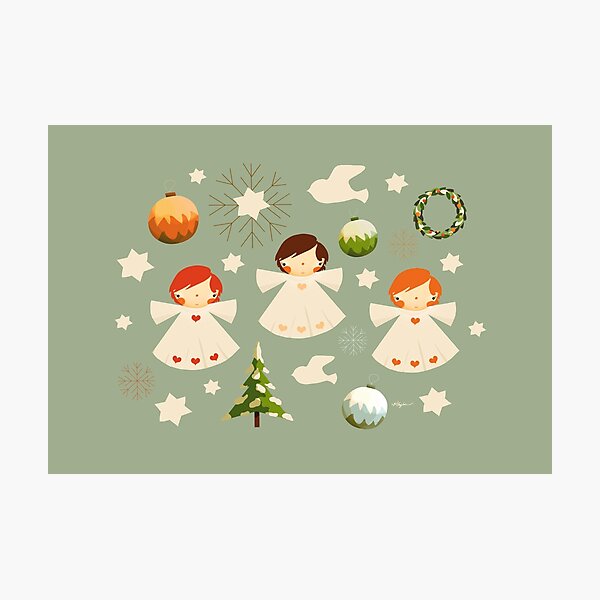 Vintage Christmas Angels Photographic Print