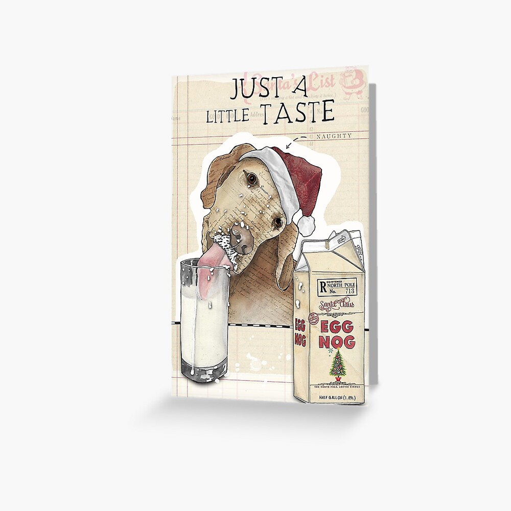 "Naughty Dog drinking eggnog" Greeting Card for Sale by Andersondraws