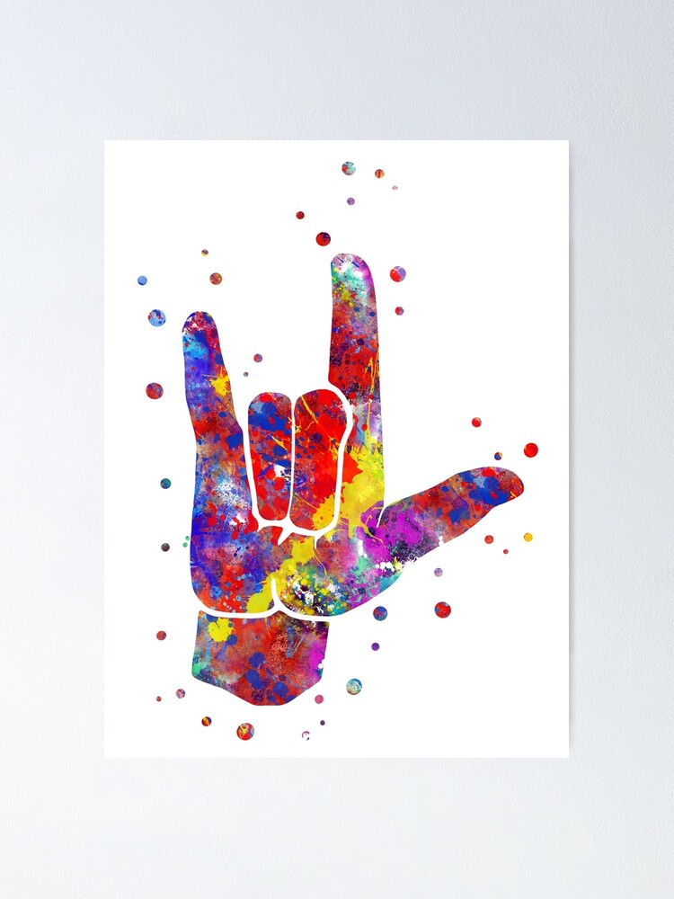 I Love You Asl Sign Language Watercolor Sign Language I Love You