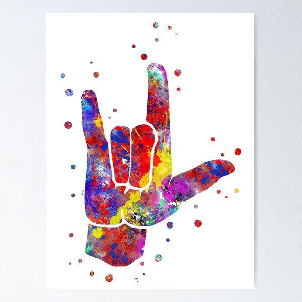 Watercolors European Sign Language Alphabet Watercolor Print