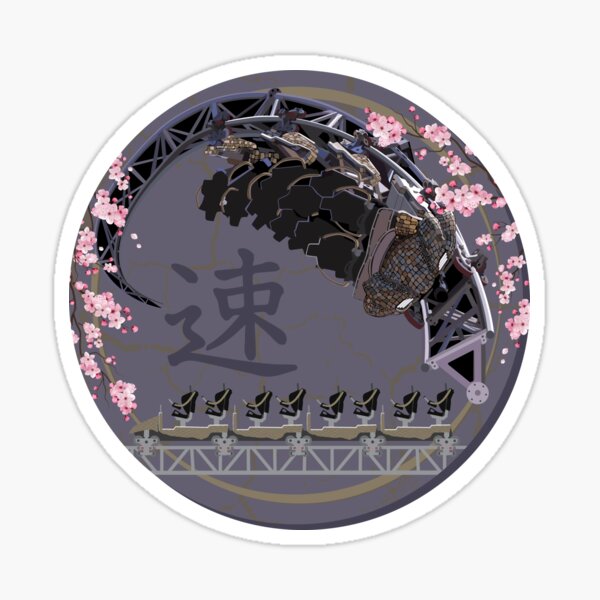 ICON The Ride - Blackpool Pleasure Beach - Cherry Blossoms and Hand-Drawn Art Design Sticker
