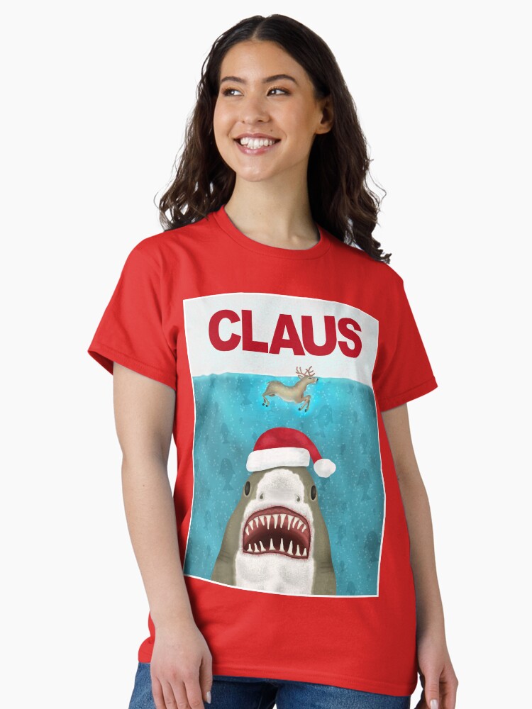 Thumbnail 1 of 7, Classic T-Shirt, Funny Christmas Santa Claus Shark Reindeer Humor designed and sold by emkayhess.