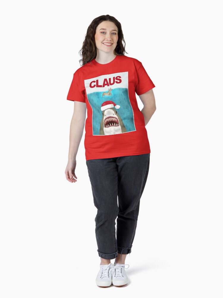 Thumbnail 4 of 7, Classic T-Shirt, Funny Christmas Santa Claus Shark Reindeer Humor designed and sold by emkayhess.