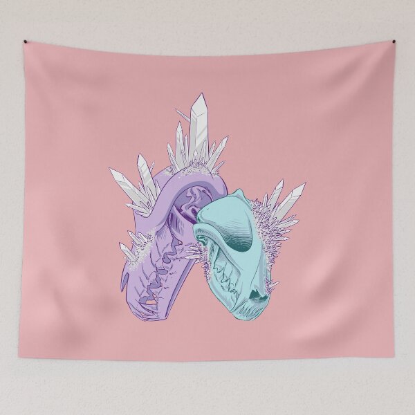 Item preview, Pastel Crystal Skulls - Purple and Teal on Pink designed and sold by kkunstmann.