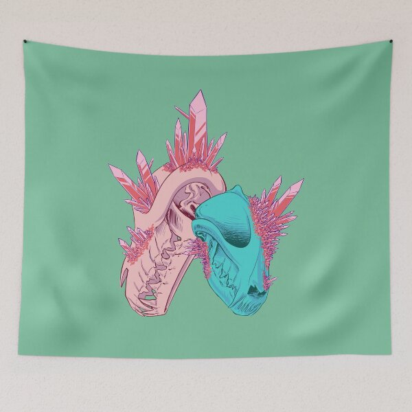 Item preview, Pastel Crystal Skulls - Pink and Green on Green designed and sold by kkunstmann.