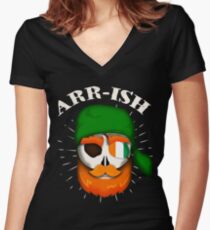 Arr-Ish Irish Pirate St. Patrick's Day Funny Gift Women's Fitted V-Neck T-Shirt