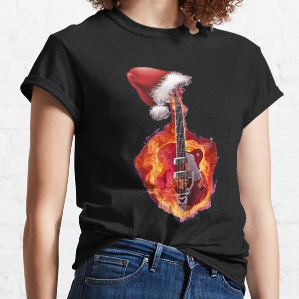 Guitar with Santa hat for Guitar Lovers Christmas T-Shirt Classic T-Shirt