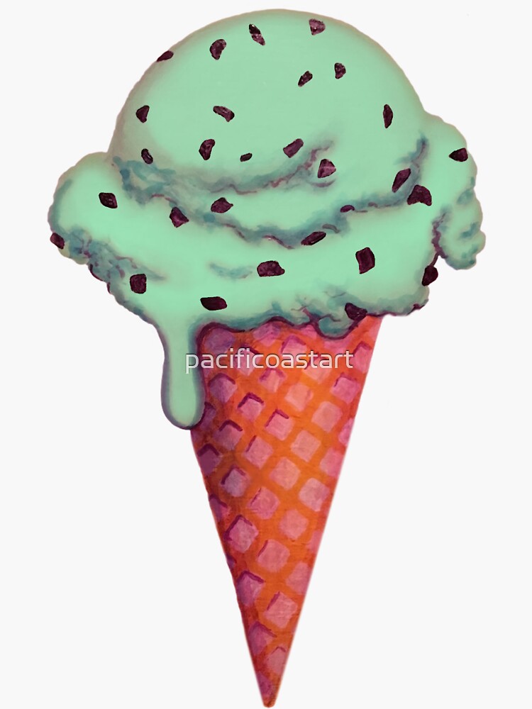 Mint Chocolate Chip Ice Cream Cone by pacificoastart