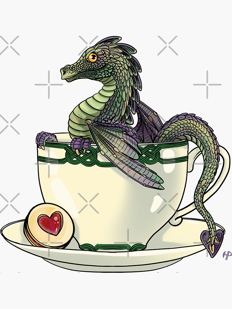 Thumbnail 3 of 3, Sticker, Tea Dragon designed and sold by HollyPierson.