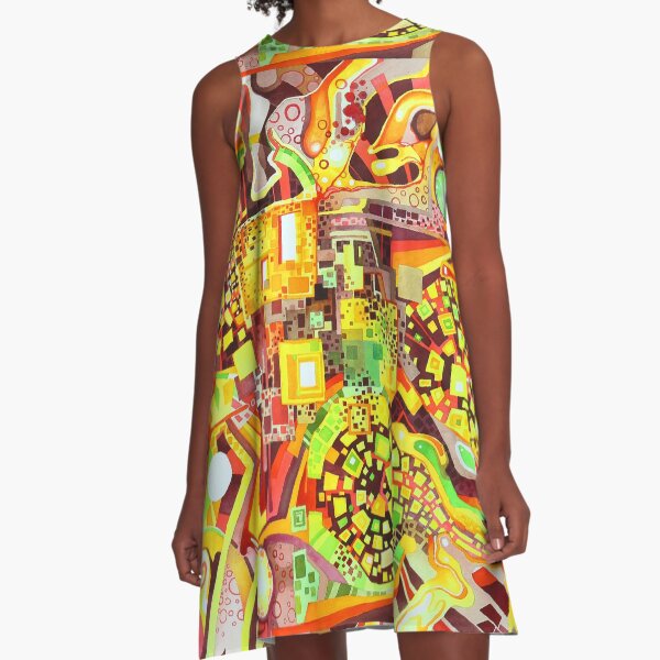Distortion Sympathy - Watercolor Painting A-Line Dress