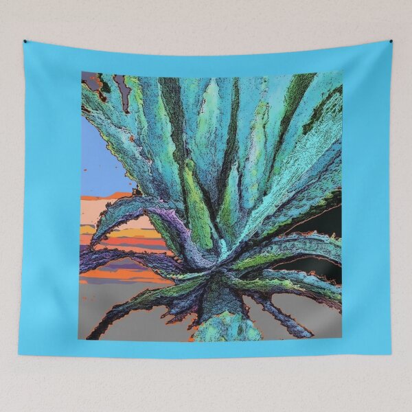 Item preview, BLUE MODERN ART AQUA DESERT AGAVE CACTUS  designed and sold by sharlesart.