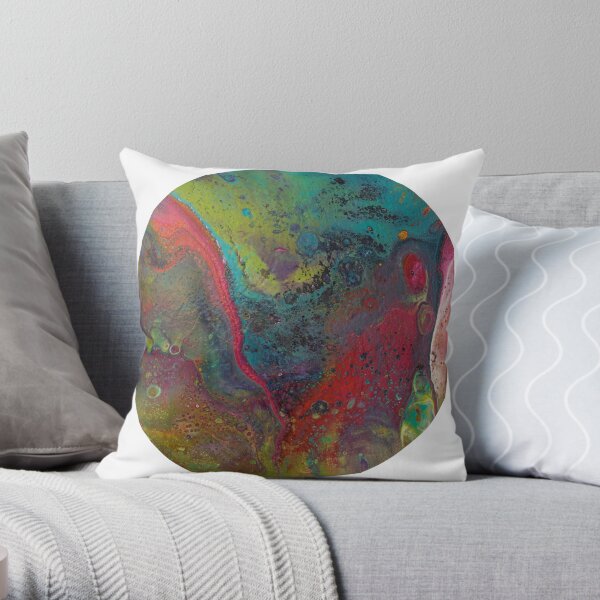 Flow on round wood panel Throw Pillow