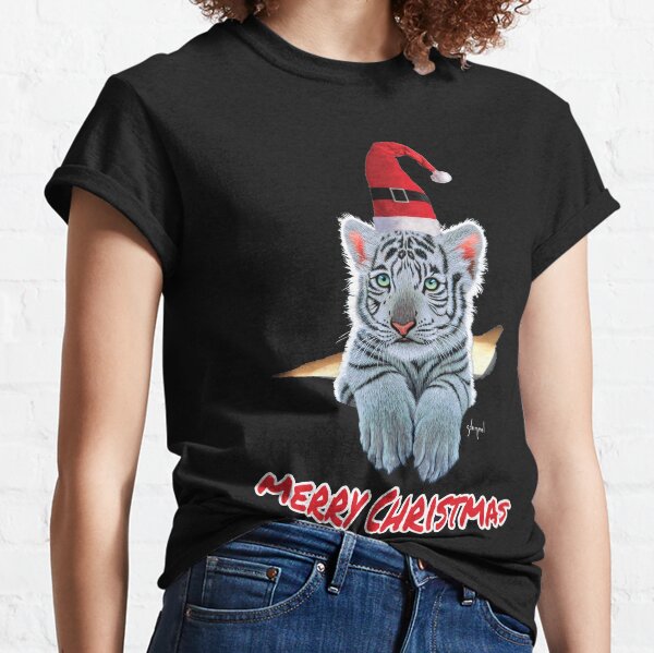 Merry Christmas White Tiger Cub Classic T-Shirt