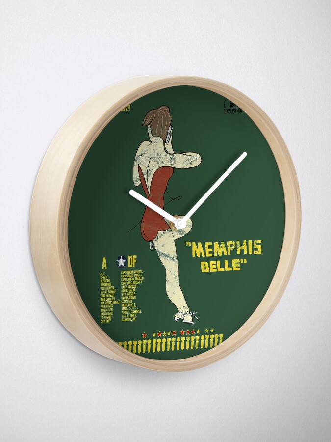 Alternate view of "Memphis Belle" B-17 F Flying Fortress WWII Nose Art Pinup Design Clock