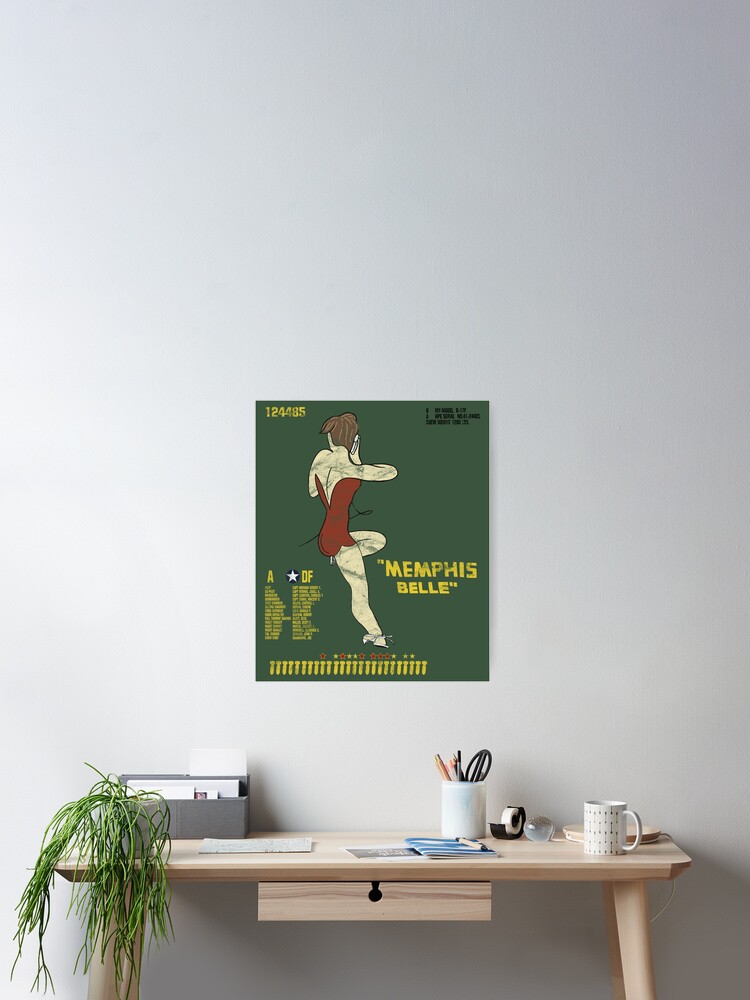 ⭐️ The MEMPHIS BELLEヴィンテージポスター⭐️ Memphis Belle B-17 Poster - WWII Bomber With Classy Pinup