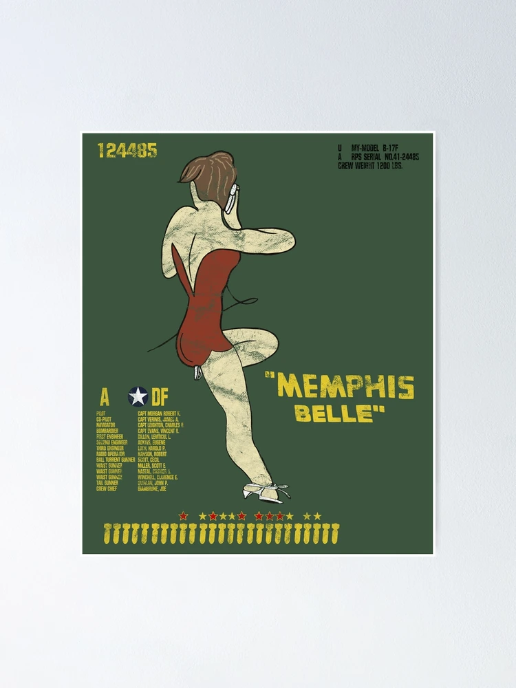 ⭐️ The MEMPHIS BELLEヴィンテージポスター⭐️ Memphis Belle B-17 Poster - WWII Bomber With Classy Pinup