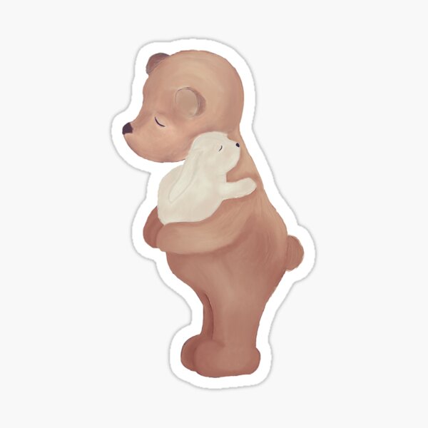 Hugging bear and bunny rabbit Sticker