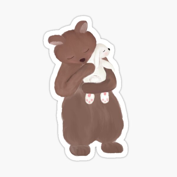 Hugging bear and bunny rabbit Sticker