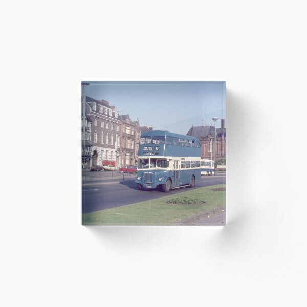 Classic Blue Double Decker Bus Acrylic Block