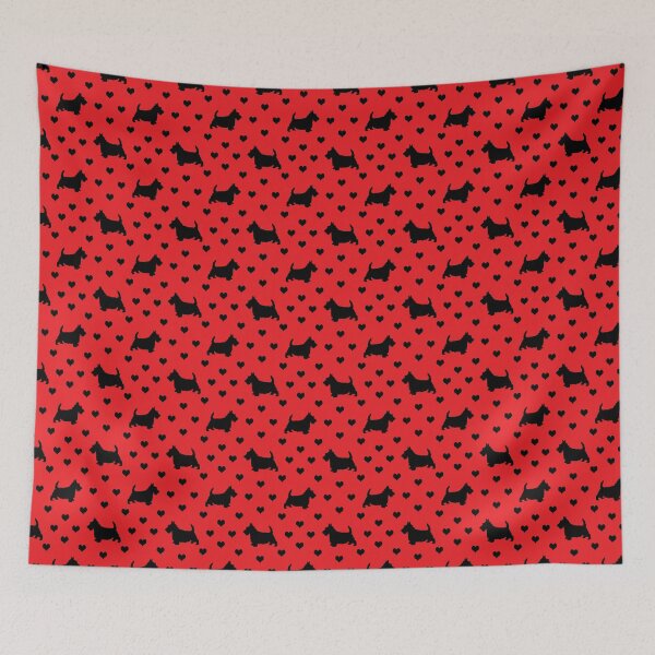 Item preview, Terrier escocés negro (Scottie Dogs) y corazones en rojo brillante designed and sold by Karen McFarland.