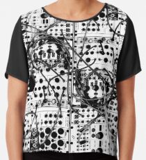 analog synthesizer modular system - black and white illustration Chiffon Top