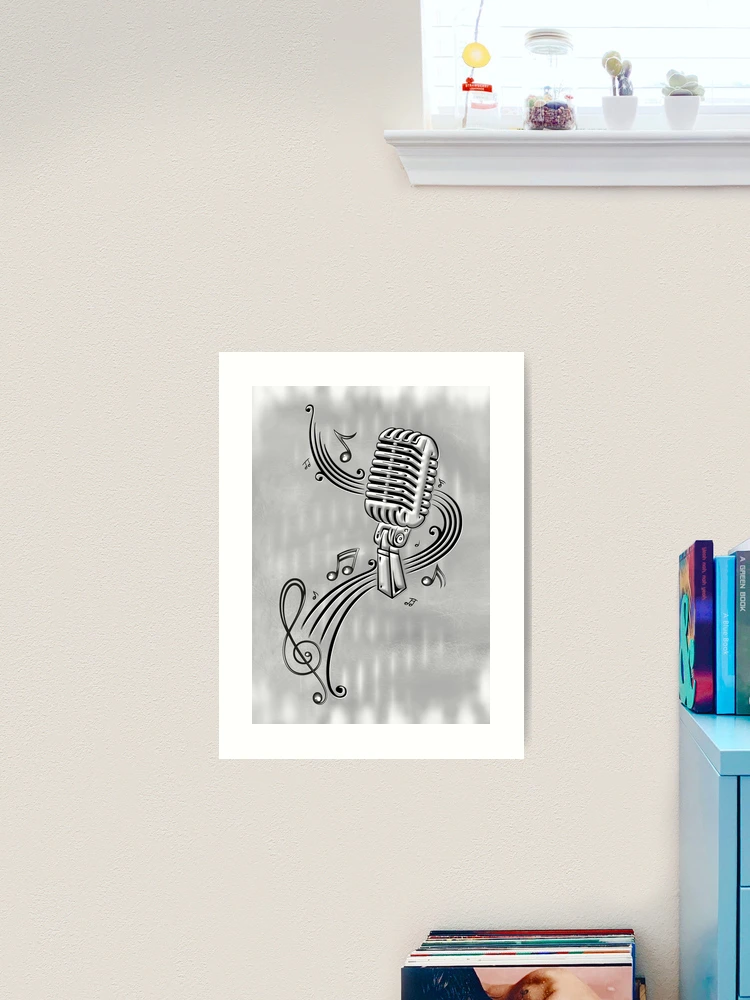 Retro Micro microphone Old School Microphone Scribble Music, Radio Podcast  Vintage, Music Notes and Clef Musician Art Board Print for Sale by  Merchking1
