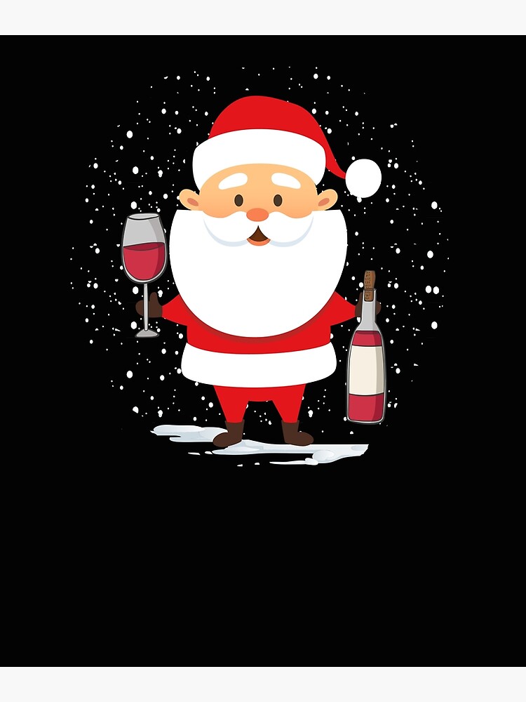 Santa Drinking Wine Funny Cartoon Christmas Canvas Print By Vaskoy