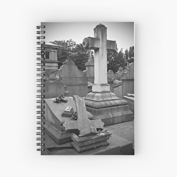Broken cross and tombstone Spiral Notebook