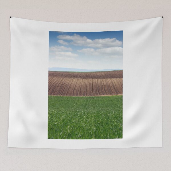 Item preview, green wheat and plowed field landscape spring season designed and sold by goceris.