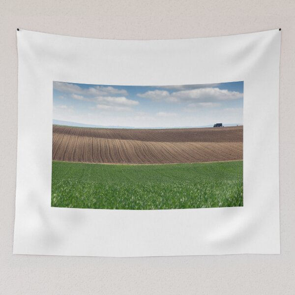 Item preview, green wheat and plowed field landscape designed and sold by goceris.