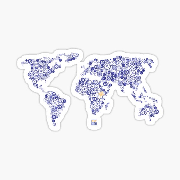 Global Gears, world map Sticker
