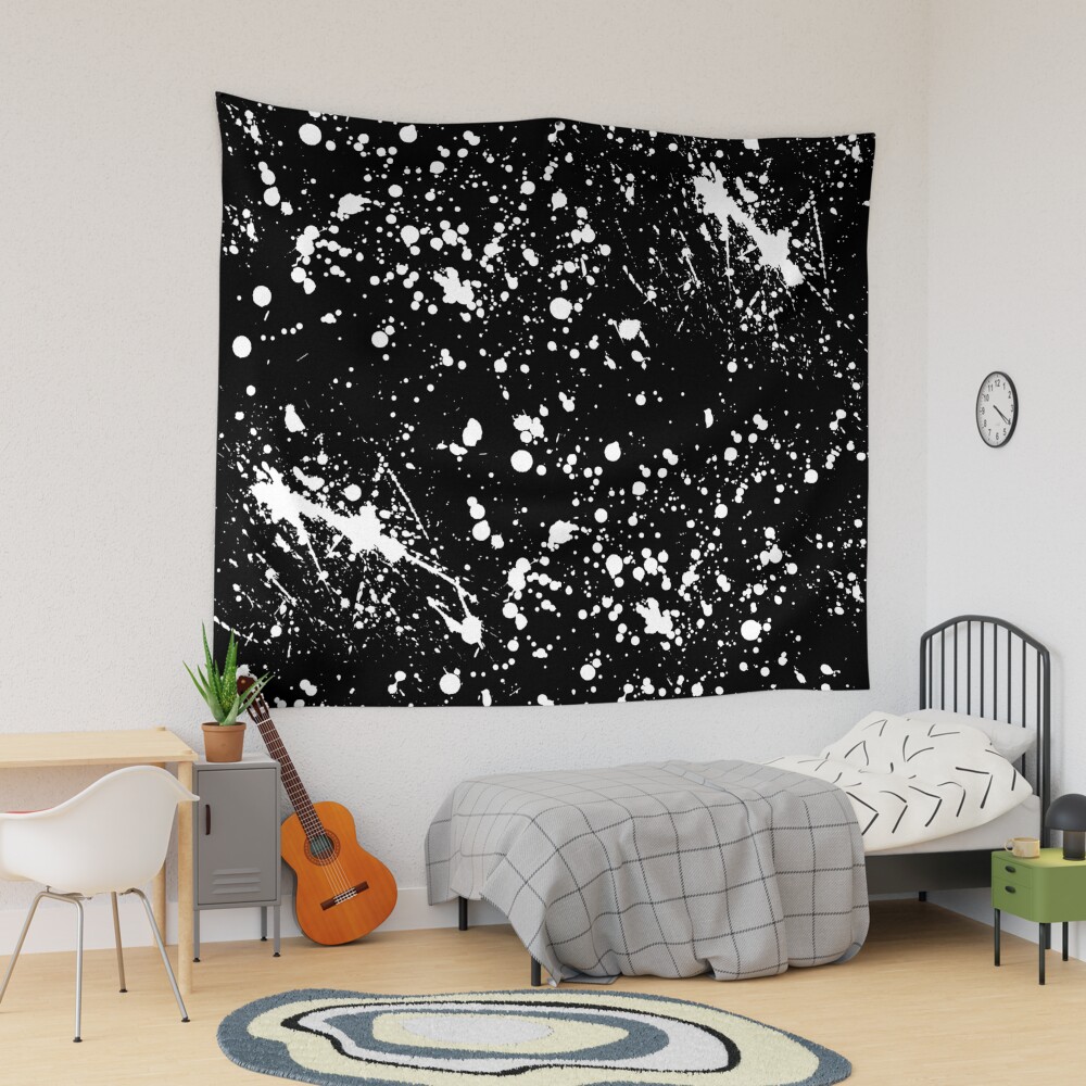 White Paint Splatter Tapestry for Sale by starrylite